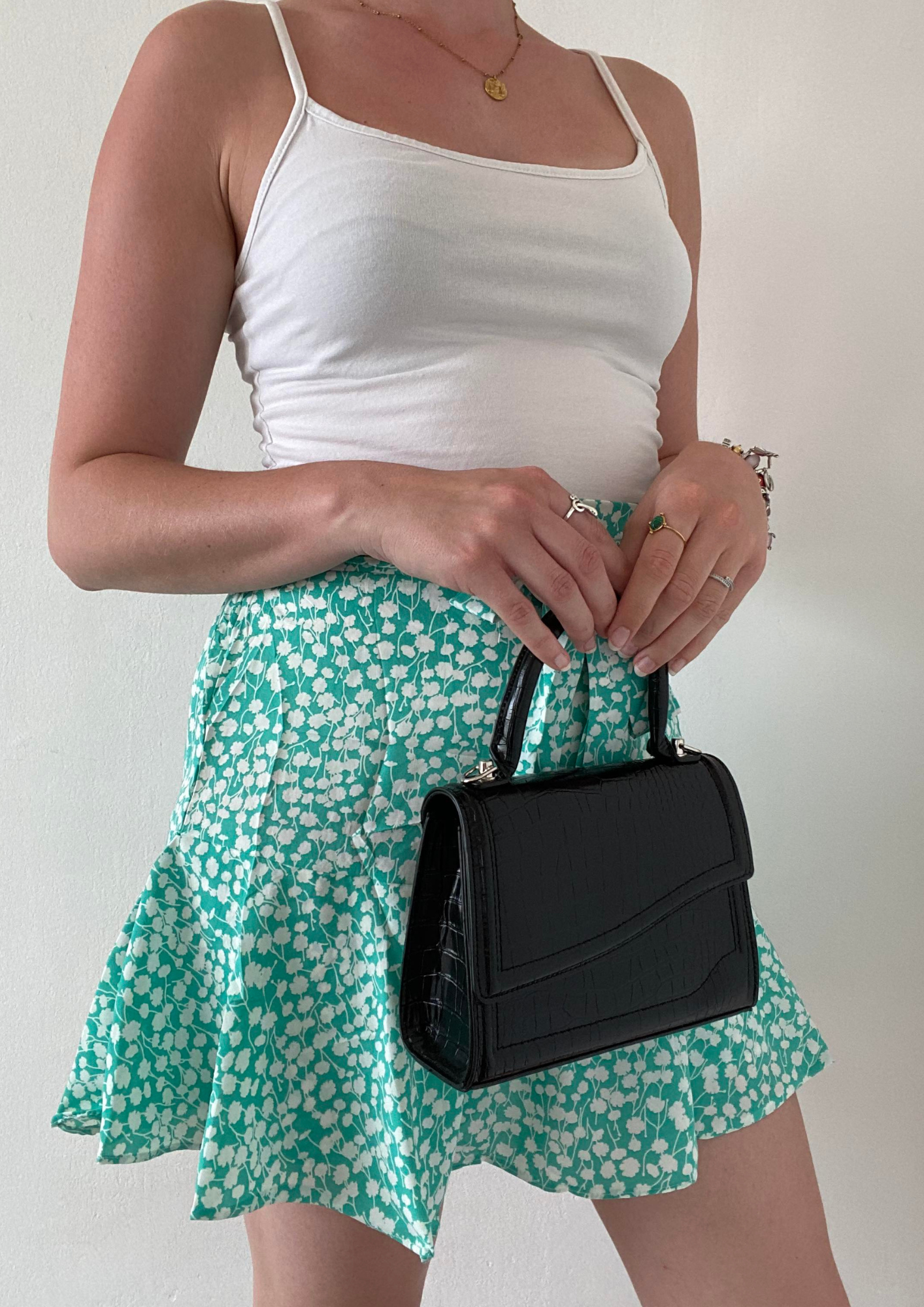 Jupe short verte à imprimé fleurs