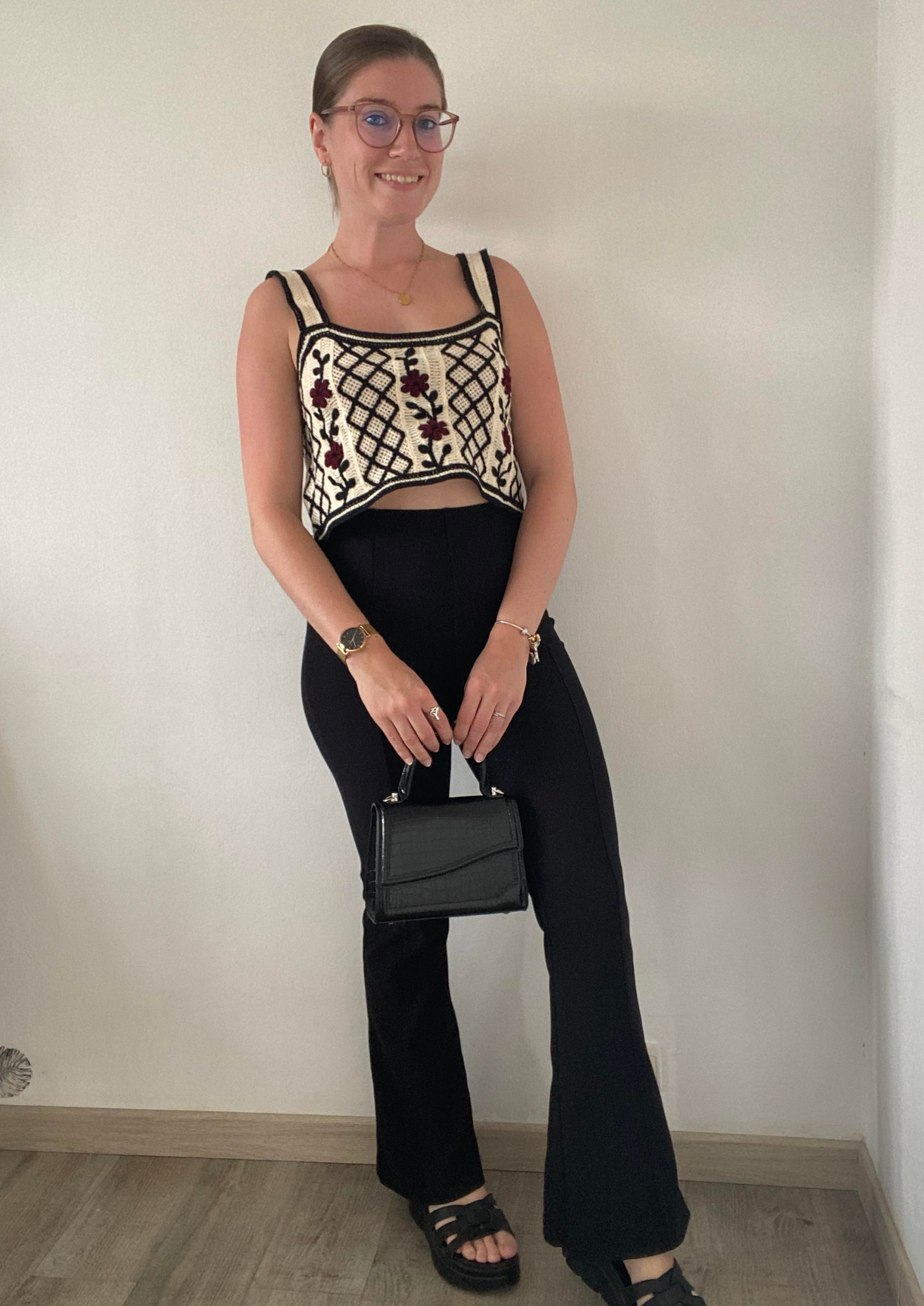 Top en maille ajouré noir