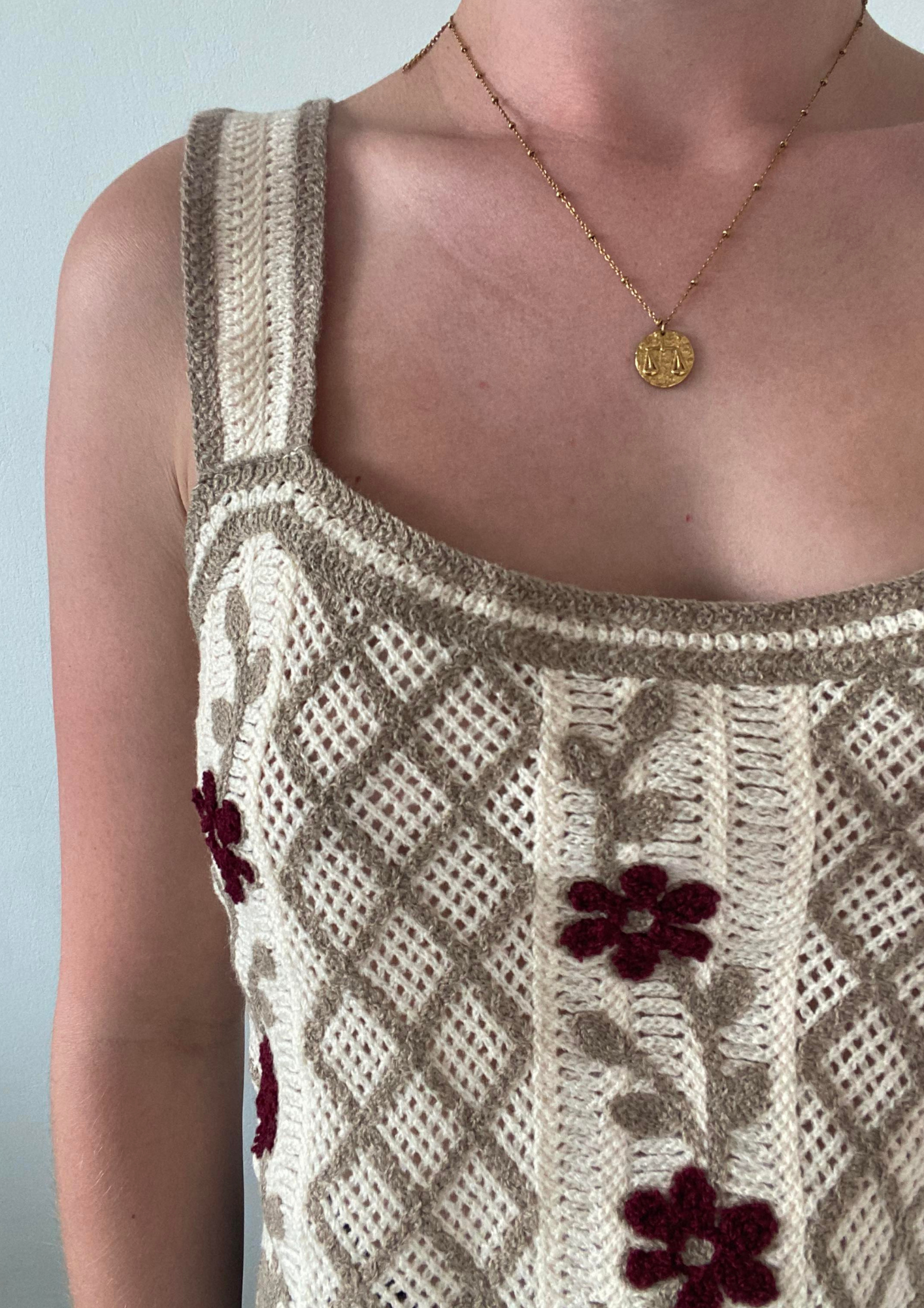 Top en maille ajouré beige