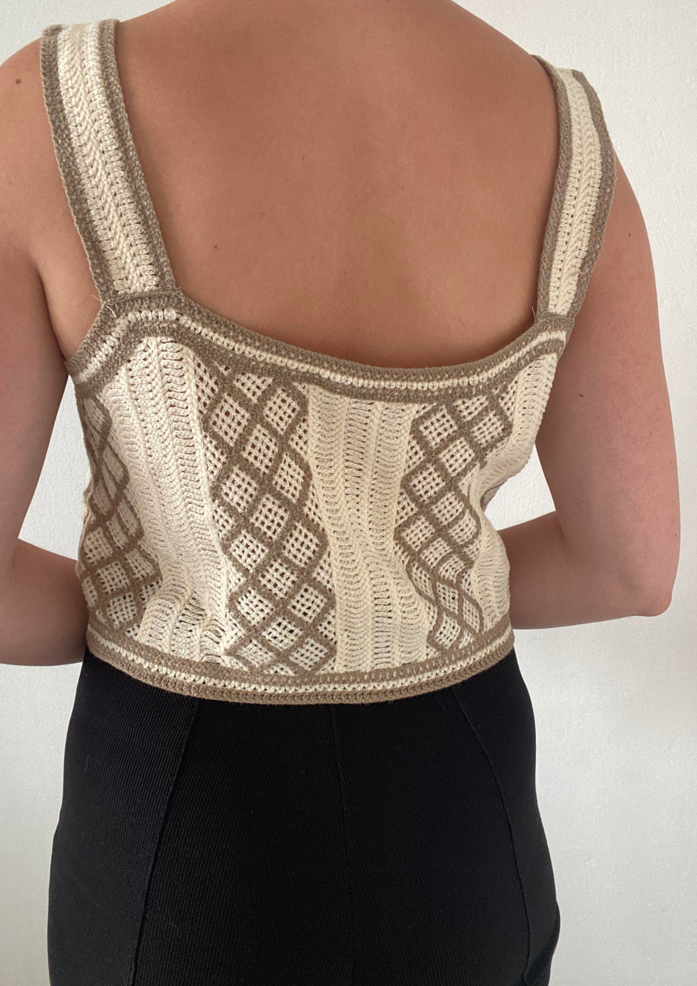 Top en maille ajouré beige
