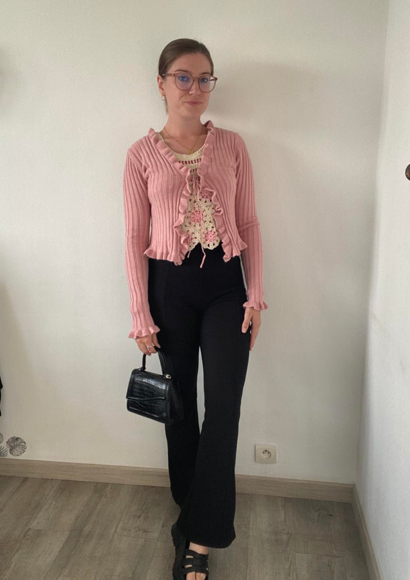 Gilet maille rose
