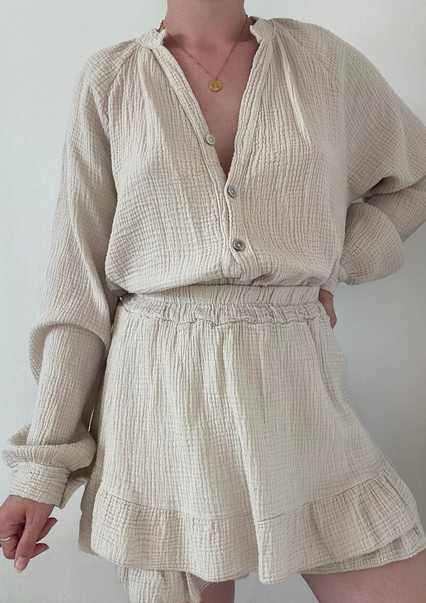 Ensemble gaze de coton beige
