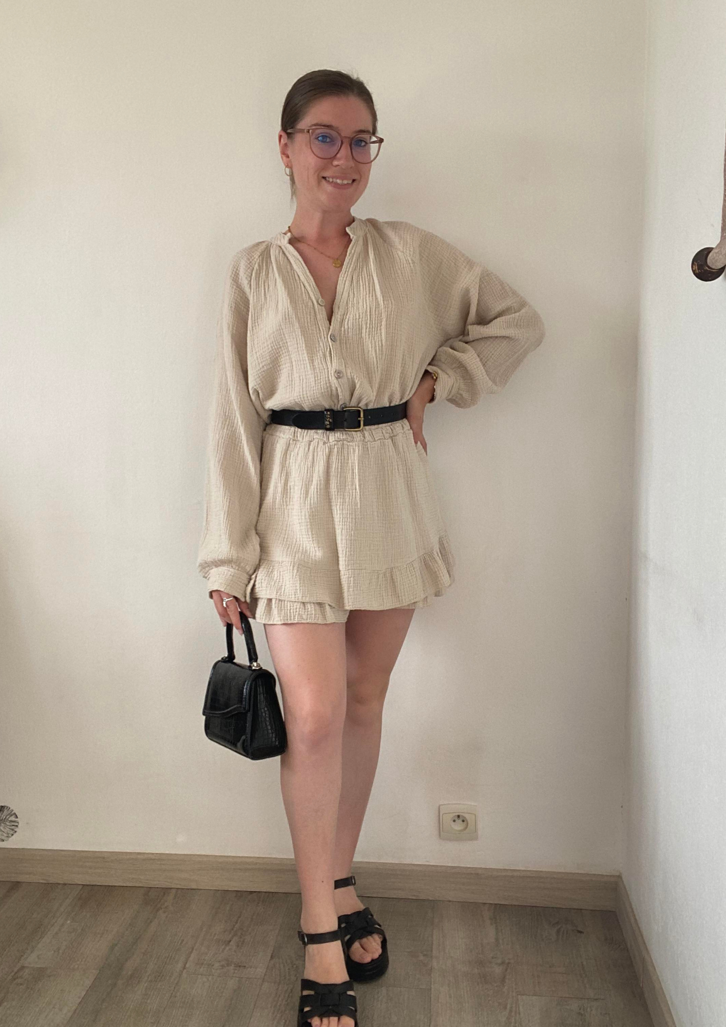 Ensemble gaze de coton beige