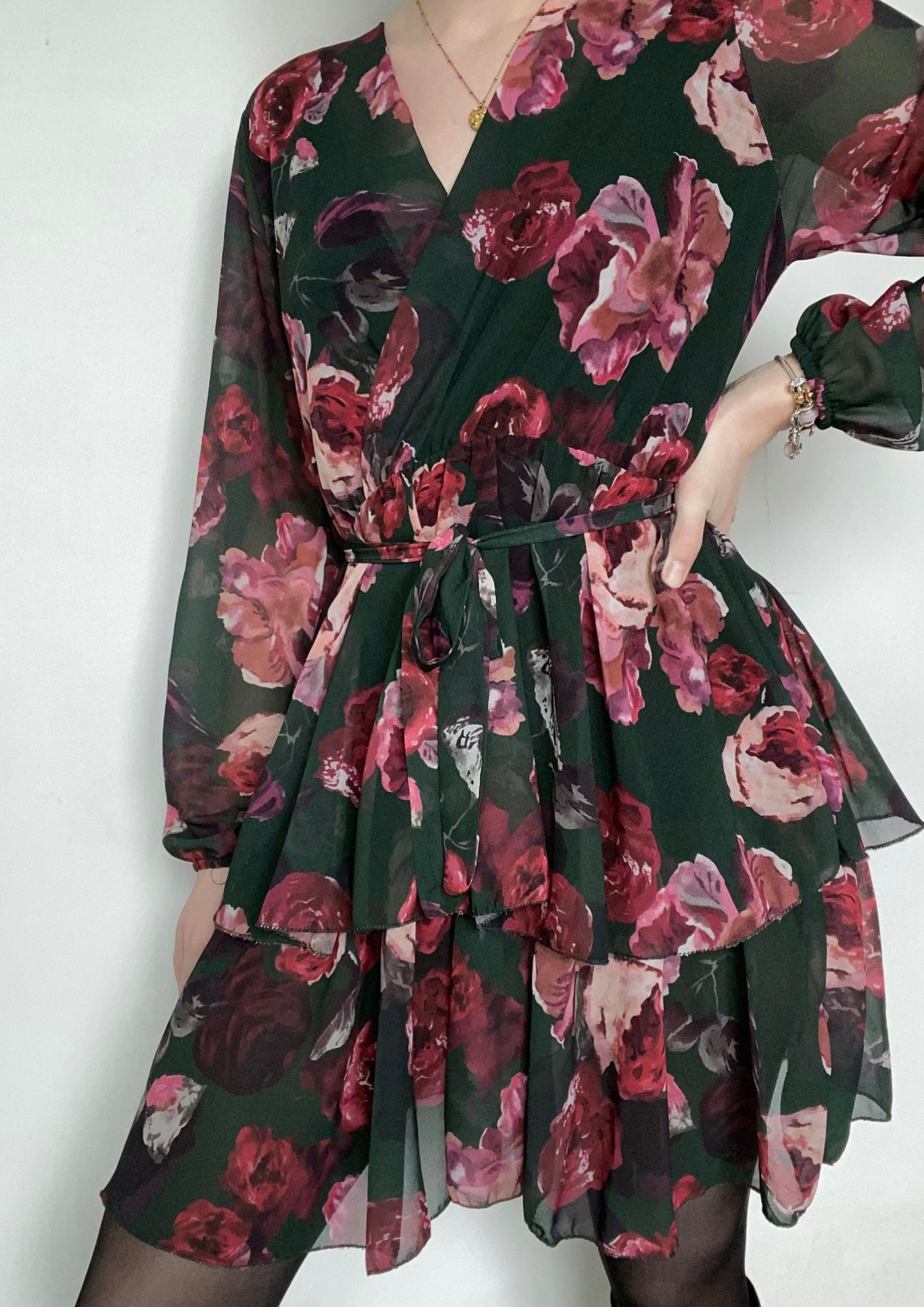 Robe froncée à imprimé fleurs