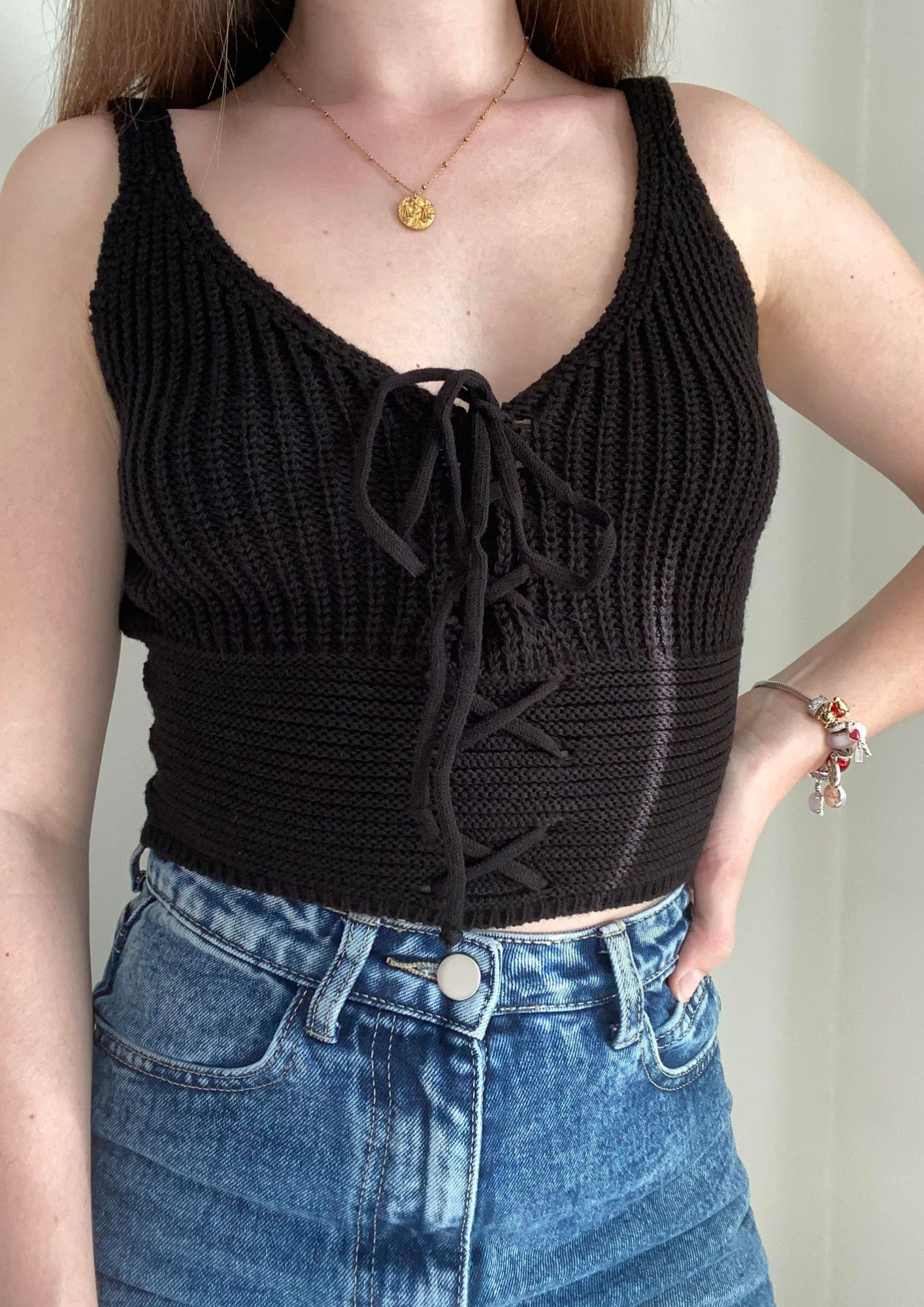 Top en crochet noir