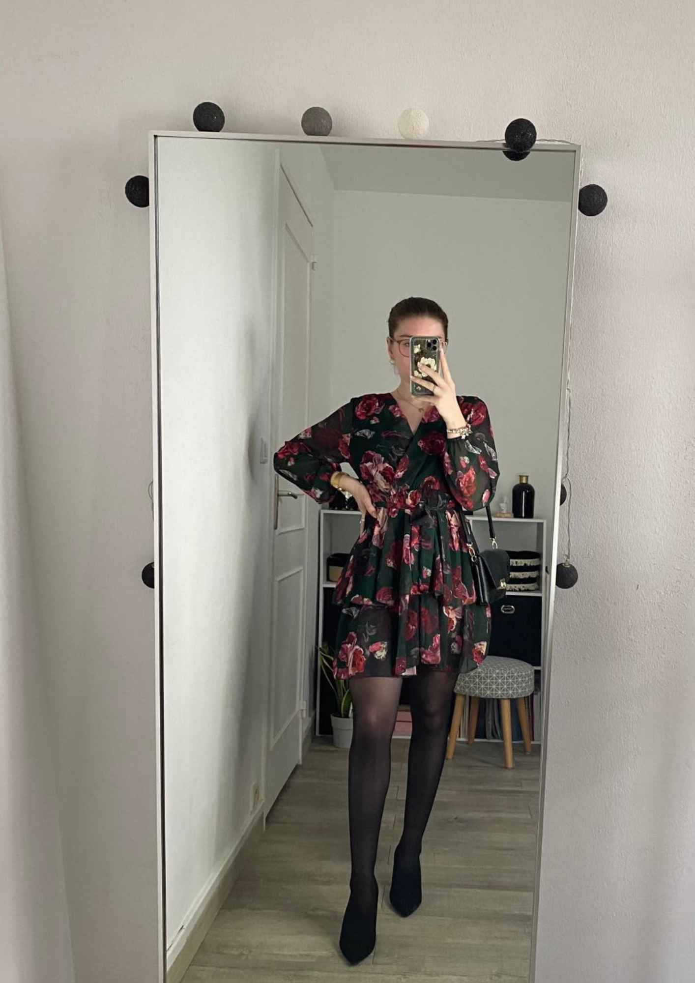 Robe froncée à imprimé fleurs