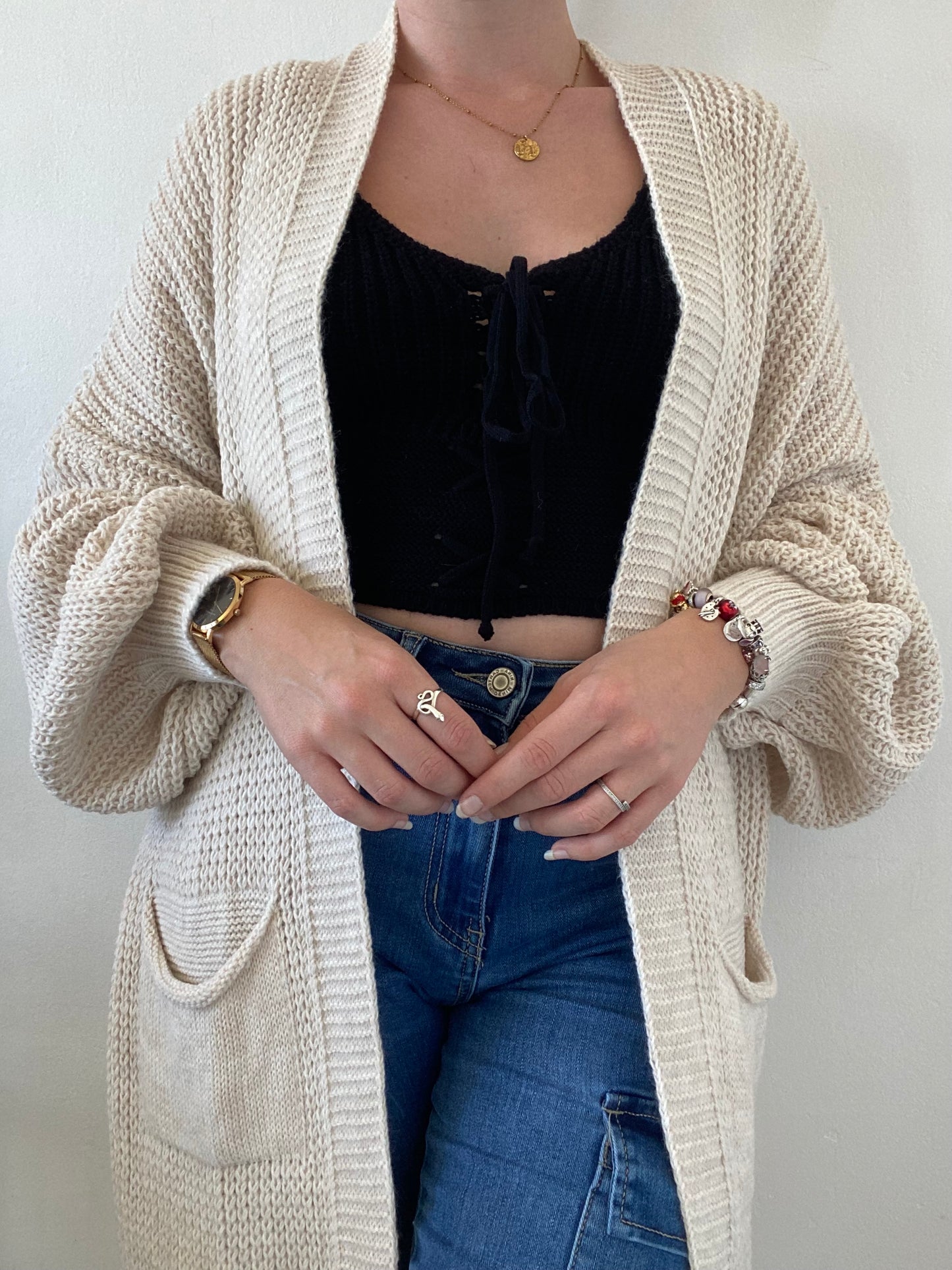 Gilet long crème