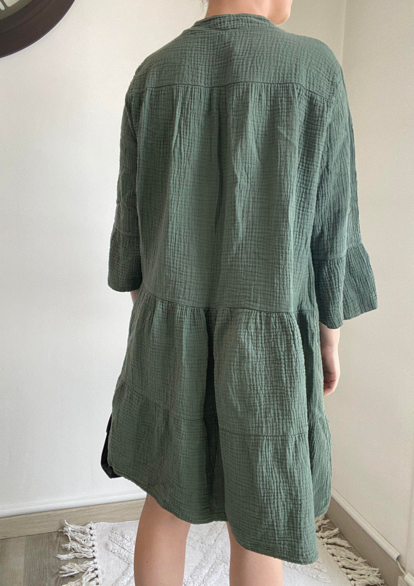 Robe en gaze de coton kaki