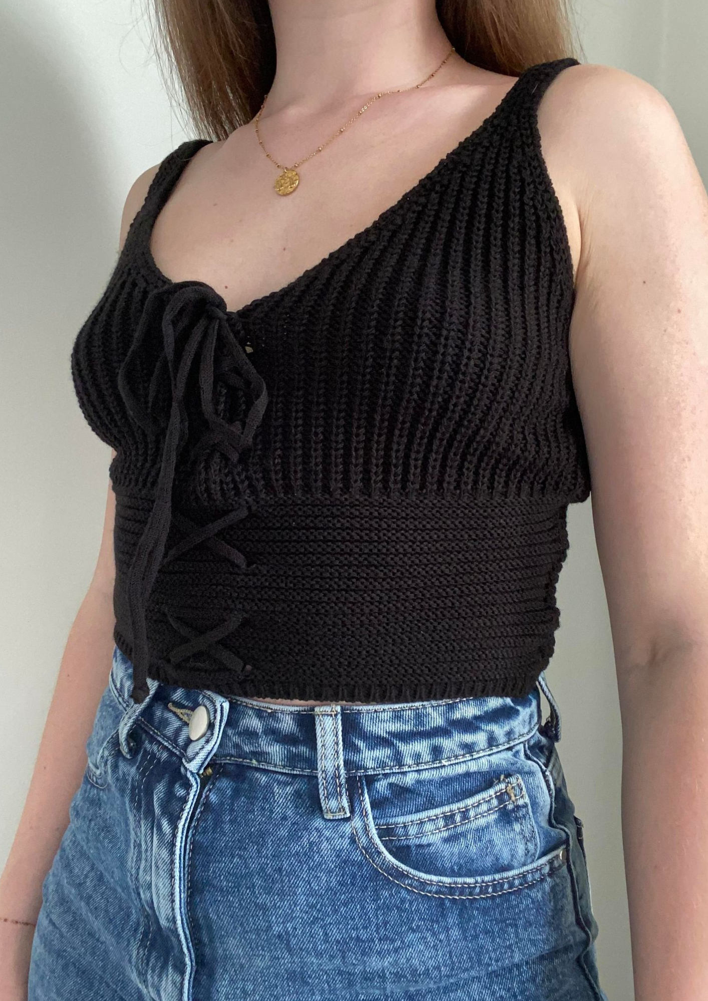 Top en crochet noir